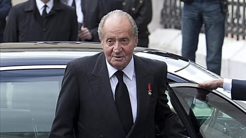Former king Juan Carlos I at Madrid funeral for Aldolfo Suarez, Spain's first democratically-elected prime minister after decades of rule under General Francisco Franco.