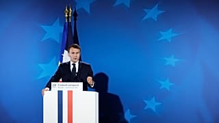 French President Emmanuel Macron addresses a media conference at an EU summit in Brussels, 27 June, 2025