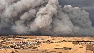 Image aérienne de l'incendie de Lleida