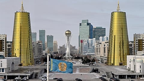 Downtown Astana is seen from Ak Orda Presidential Palace in Astana, 28 February 2023