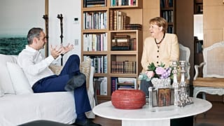 Ο Κυριάκος Μητσοτάκης και η Άνγκελα Μέρκελ στην Αθήνα, 3 Ιουλίου 2025