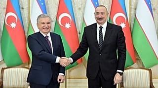 Özbekistan Cumhuriyeti Cumhurbaşkanı Şavkat Mirziyoyev ve Azerbaycan Cumhuriyeti Cumhurbaşkanı İlham Aliyev 