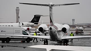 Aviones aparcados en la terminal de jets privados del Aeropuerto Internacional Harry Reid.