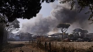 Smoke after a petrol station explosion on the outskirts of Rome, 4 July 2025