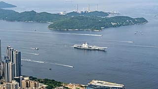 China's first domestically built aircraft carrier Shandong sails into Hong Kong for port call Thursday, 3 July 2025.