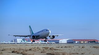 An Iranian Mahan Air plane lands at the Imam Khomeini International Airport in Tehran, 4 February, 2021
