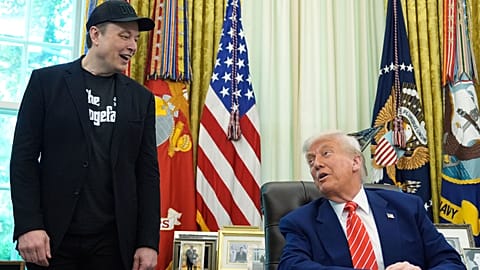 FILE - President Donald Trump speaks during a news conference with Elon Musk in the Oval Office of the White House, 30 May 2025.