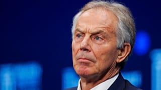 L'ex primo ministro britannico Tony Blair durante una discussione alla conferenza globale del Milken Institute