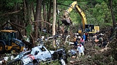 First responders carry out search and rescue operations near the Guadalupe River after a flash flood swept through the area, Monday, July 7, 2025, in Ingram, Texas.