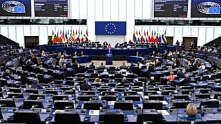 Duńska premier Matte Frederiksen przemawia przed Parlamentem Europejskim z okazji przejęcia przez Danię prezydencji w KE, 8 lipca 2025