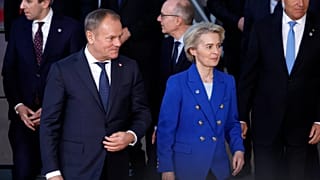 Polski premier Donald Tusk i przewodnicząca KE Ursula von der Leyen na szczycie UE w Brukseli, 19 grudnia 2024