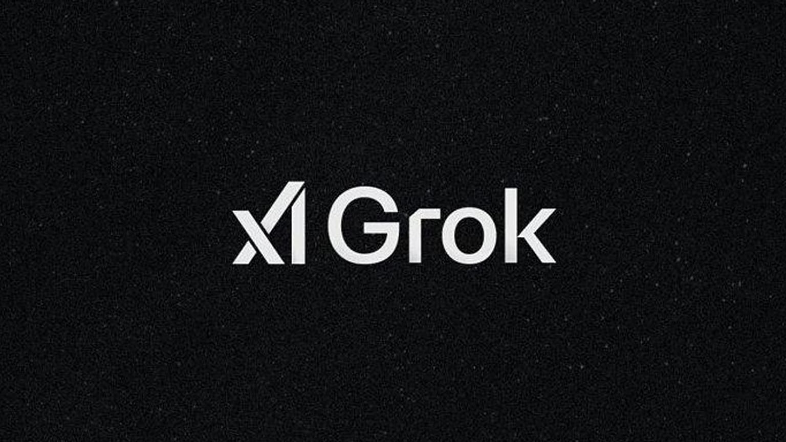 Bu fotoğrafta Grok xAI uygulamasının logosu siyah bir arka planın üzerinde görülüyor.