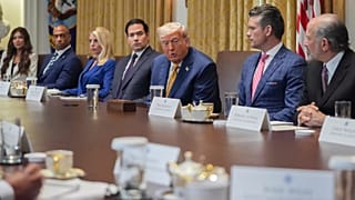President Donald Trump speaking during a cabinet meeting on 8 July.