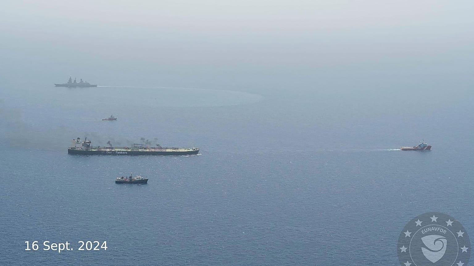 صورة لقوة EUNAVFOR ASPIDES البعثة البحرية التابعة للاتحاد الأوروبي العاملة في مياه البحر الأحمر