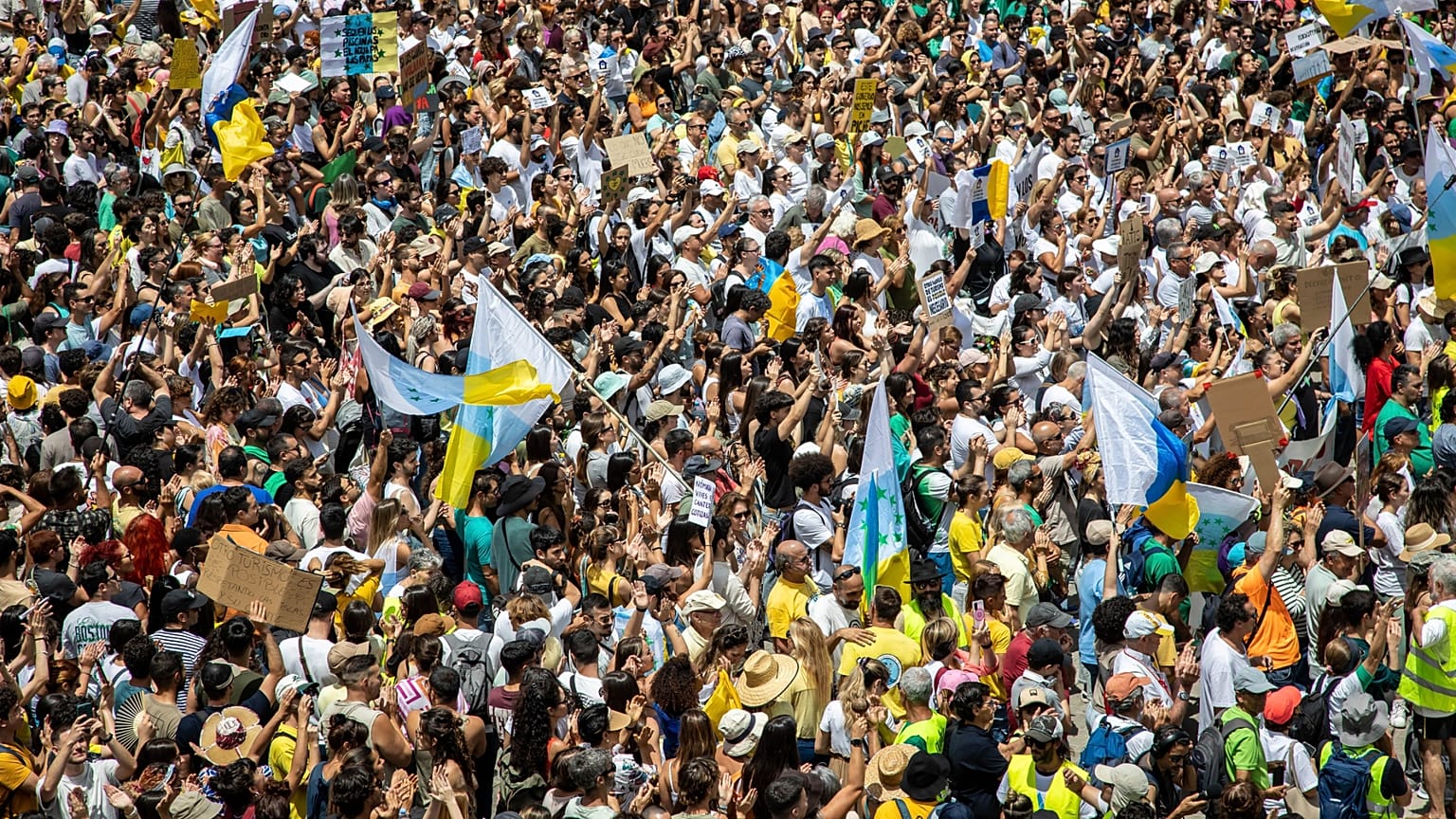 Las Palmas de Gran Canaria'da aşırı turizme karşı protesto düzenlenmişti, 20 Ağustos 2024.