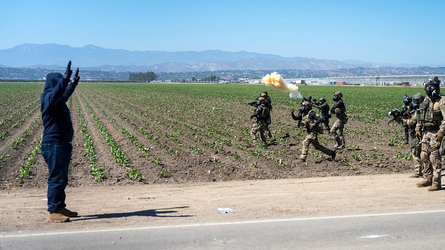 Nalot migracyjny na farmę w Kalifornii, lipiec 2025 r.