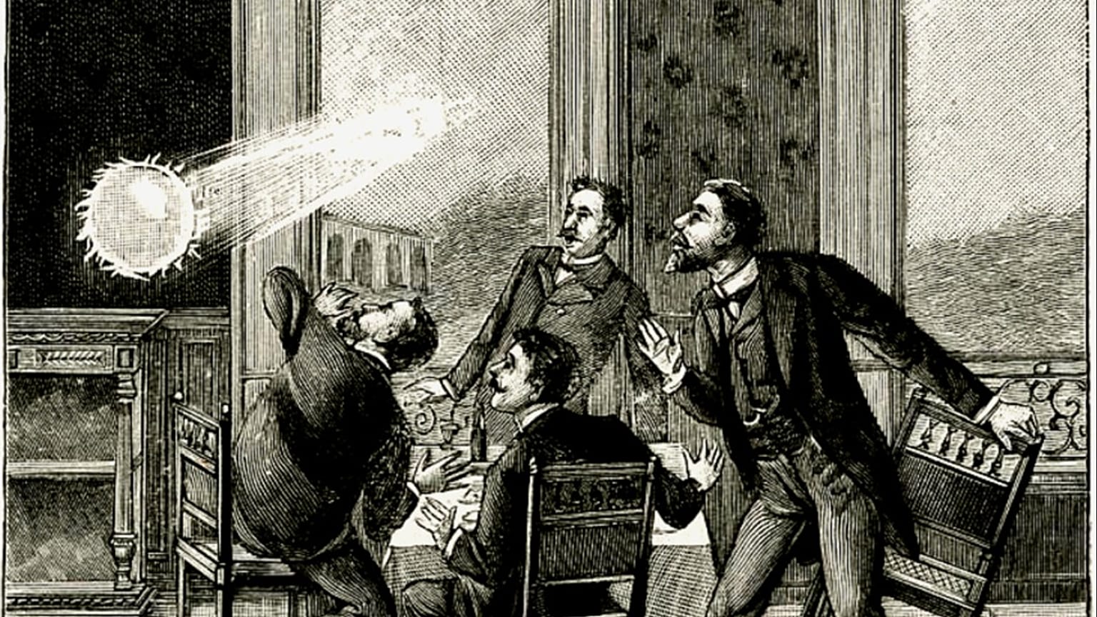 1901 yılına ait bir yıldırım topu tasviri.