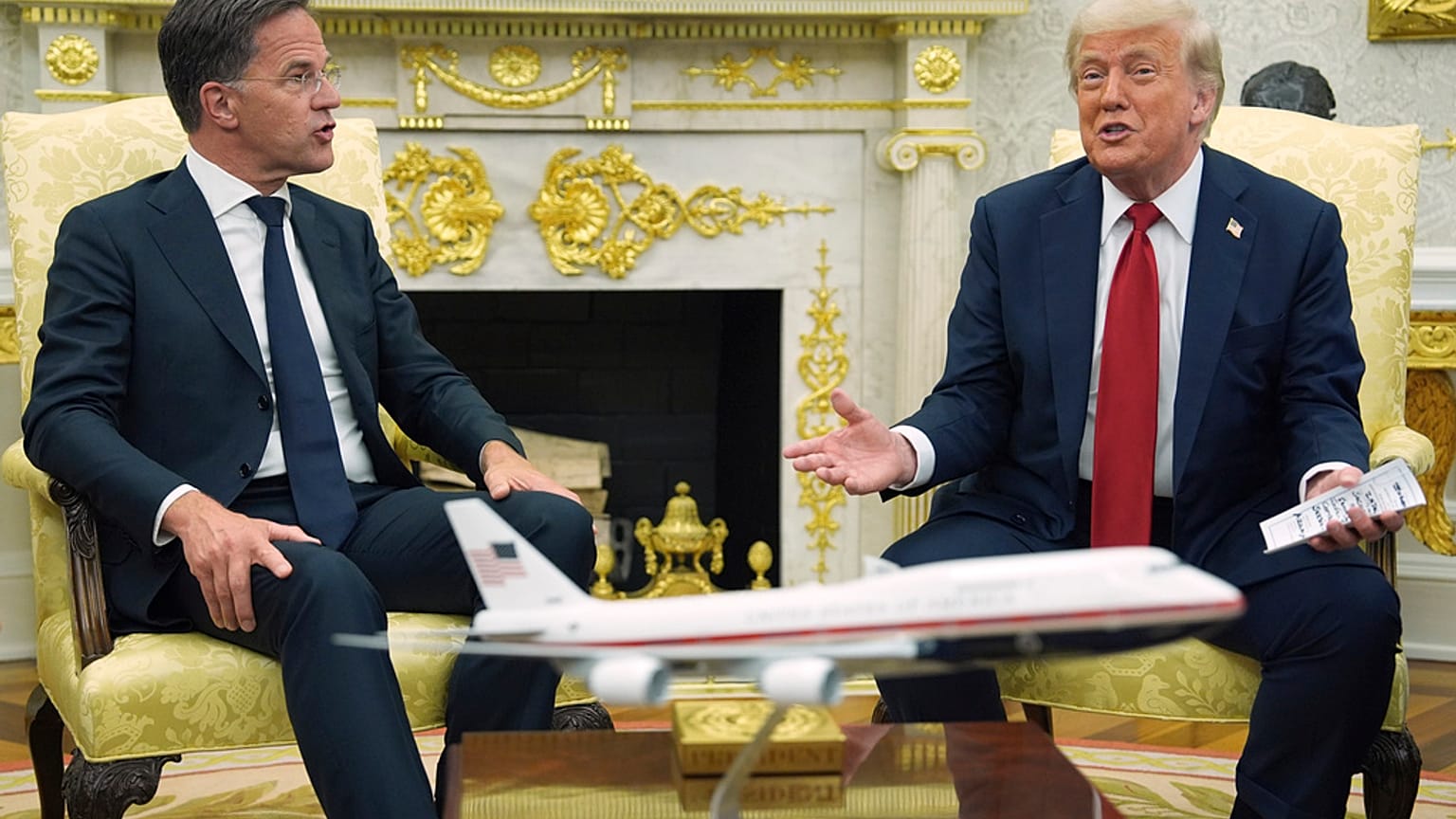 Donald Trump és Mark Rutte a Fehér Házban 