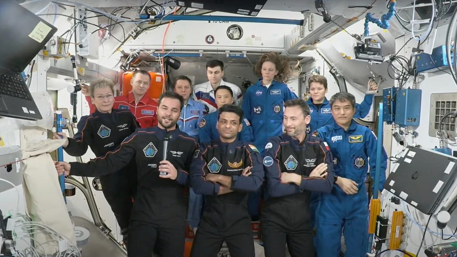 The Axiom private crew aboard the ISS, 13 July, 2025