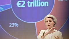 Ursula von der Leyen durante a apresentação do novo orçamento da UE.