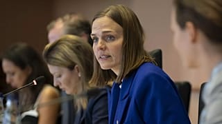La ministra danesa de Asuntos Digitales, Caroline Stage Olsen, durante una sesión en el Parlamento Europeo.