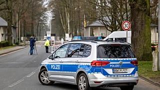 FILE: A police car is parked in front of the Von D'ring barracks in Rotenburg, 1 March 2024