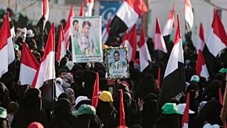 أنصار الحوثيين يشاركون في تجمع جماهيري في صنعاء، اليمن، الثلاثاء 5 ديسمبر/كانون الأول 2017. (AP Photo/Hani Mohammed)