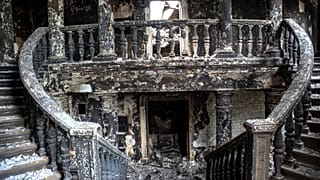 A view inside the Mariupol theatre damaged during fighting in Mariupol, 4 April 2022