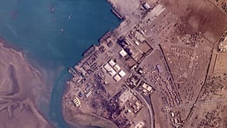 تصویر هوایی از بندرحدیده که هدف حملات اسرائیل قرار گرفت