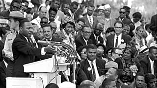 مارتن لوثر كينغ الابن، خلال مسيرة واشنطن من أجل الوظائف والحرية، 28 أغسطس/آب 1963، في واشنطن