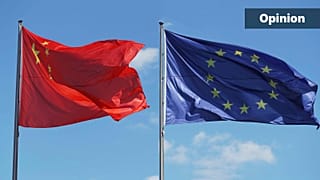 Bandeiras chinesas e europeias, ilustração