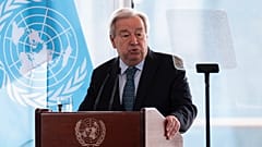 الأمين العام للأمم المتحدة أنطونيو غوتيريش يلقي كلمة حول العمل المناخي بعنوان "لحظة فرصة: تعزيز عصر الطاقة الجديدة" في مقر الأمم المتحدة