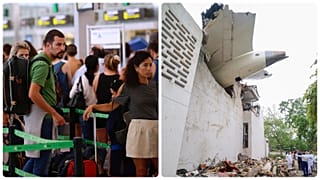 Biztonsági ellenőrzés a barcelonai reptéren 2017-ben; Narendra Modi kormányfő az Air India lezuhant gépénél Ahmedabadban, 2025 júniusában