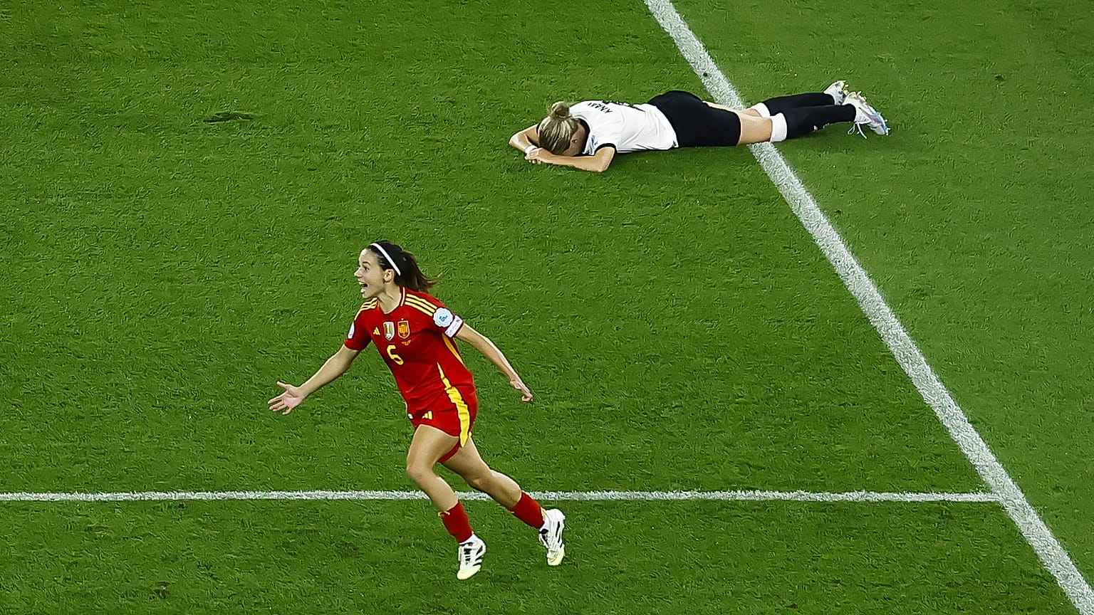 Bonmatí, tras anotar el solitario gol que dio la victoria a España.