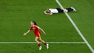 Bonmatí, tras anotar el solitario gol que dio la victoria a España.