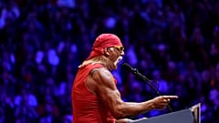 Hulk Hogan, Cumhuriyetçilerin New York Madison Square Garden’da düzenlediği bir mitingde konuşma yaparken, 27 Ekim 2024