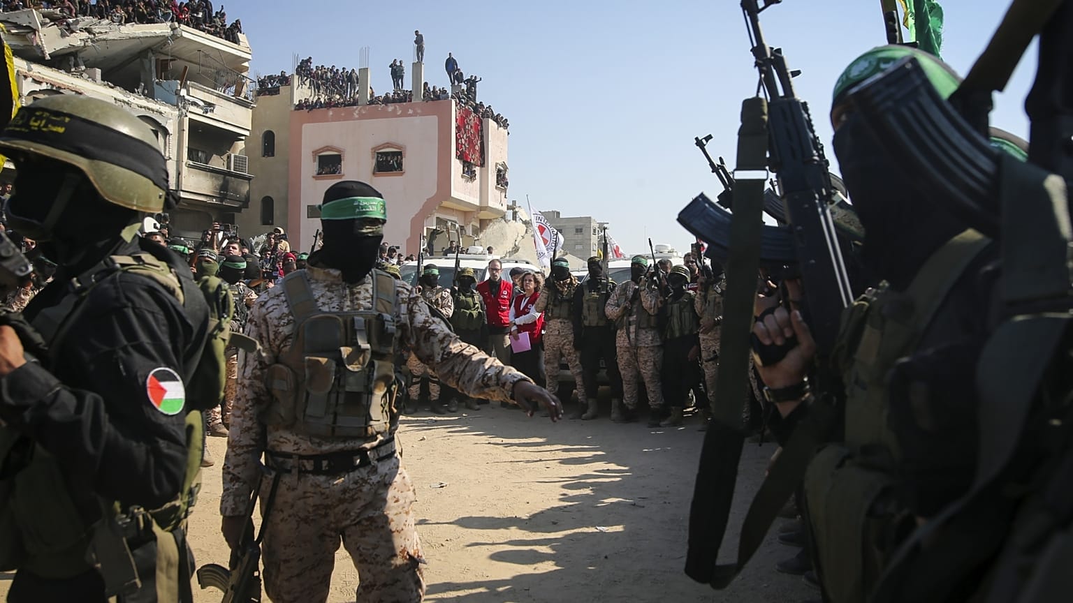 A Hamász és az Iszlám Dzsihád terroristái a gázai Hán Júniszban