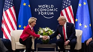 US President Donald Trump meets with European Commission President Ursula von Der Leyen at the World Economic Forum in Davos, 21 January, 2020