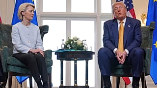 Il presidente Usa Donald Trump e la presidente della Commissione europea Ursula von der Leyen a Turnberry, in Scozia, 27 luglio 2025