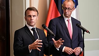 Friedrich Merz y Emmanuel Macron en la casa de huéspedes del Ministerio de Exteriores, en Berlín, Alemania, 23 de julio de 2025