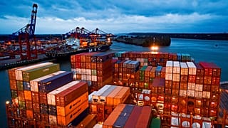Frachtcontainer im Hamburger Hafen, 2017 