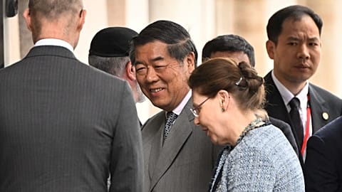 Chinese Vice Premier He Lifeng arrives to Rosenbad ahead of the second day of trade talks between China and the US, in Stockholm, Sweden.