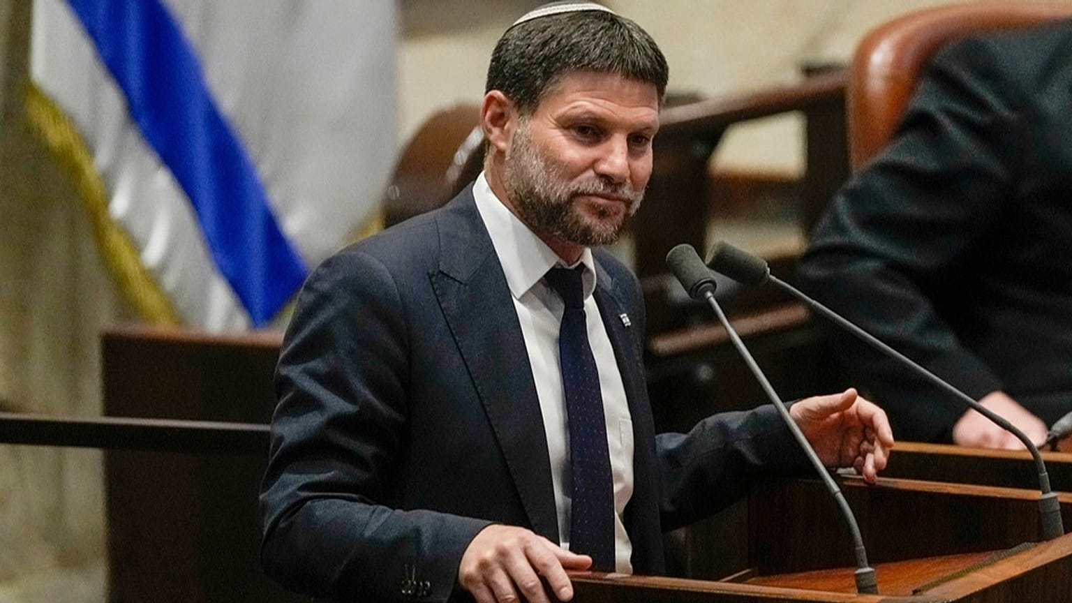 وزير المالية الإسرائيلي بتسلئيل سموتريتش يتحدث في الكنيست، بتاريخ 10 يوليو 2023. 