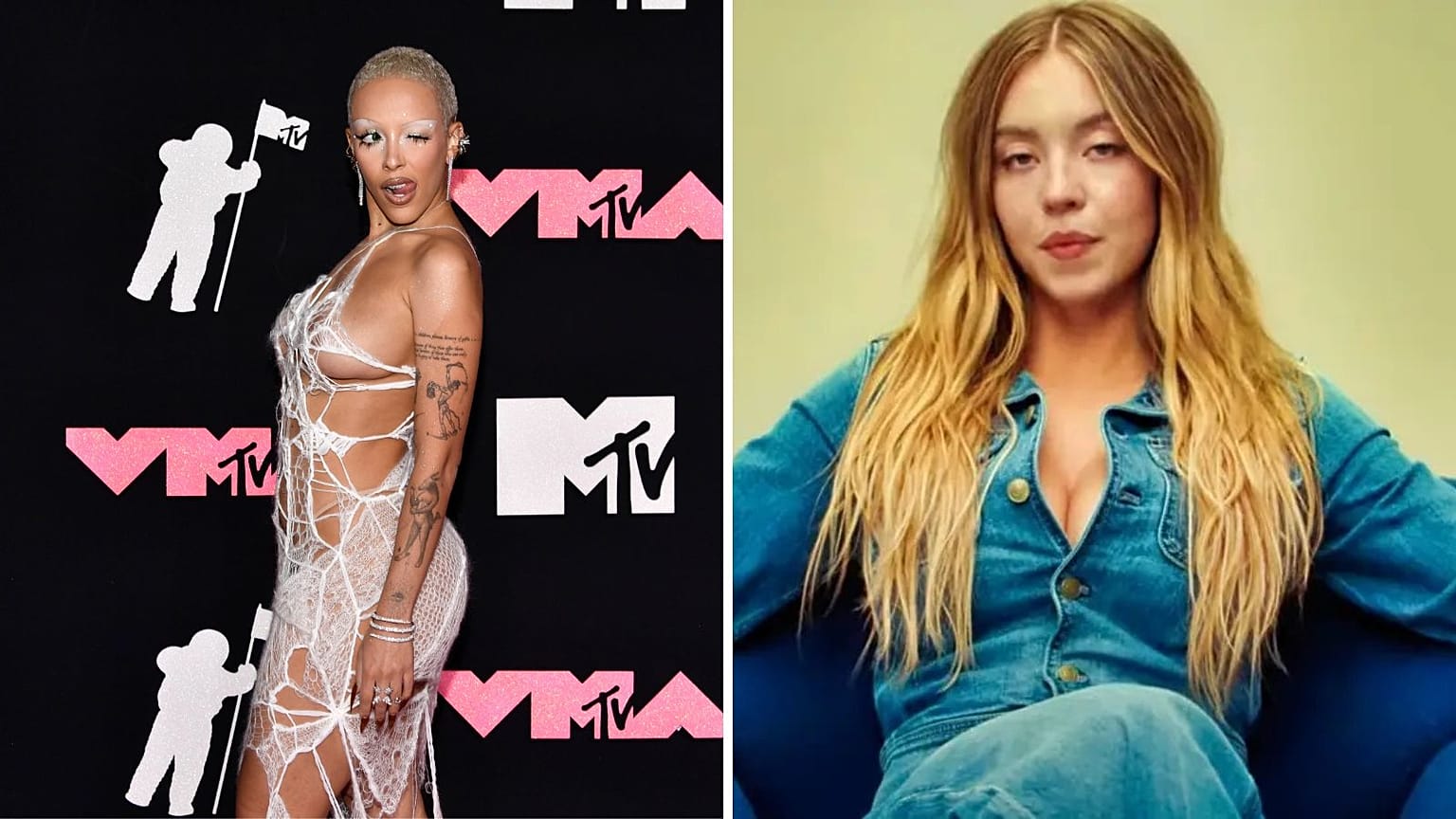 Doja Cat (solda) Sydney Sweeney'nin tartışmalı kot reklamını şiddetli tepkiler arasında acımasızca trolledi 