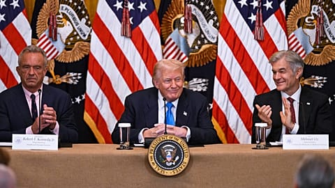 US President Donald Trump speaks at an event with senior health officials at the White House on July 30, 2025.