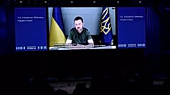 Der ukrainische Präsident Volodymyr Zelenskyy spricht online bei der Eröffnung der Helsinki+50 Konferenz in Helsinki, Finnland, Donnerstag, 31. Juli 2025. 