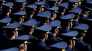 FILE: Iranian army cadets attend a parade commemorating National Army Day just outside Tehran, 18 April 2025