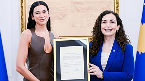 Dua Lipa granted Kosovan citizenship - pictured with President Vjosa Osmani
