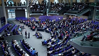 German Chancellor Friedrich Merz speaks at the German parliament Bundestag during a debate about the budget in Berlin, 9 July, 2025