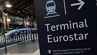 An information board is displayed at Gare du Nord train station in Paris, 21 December, 2020